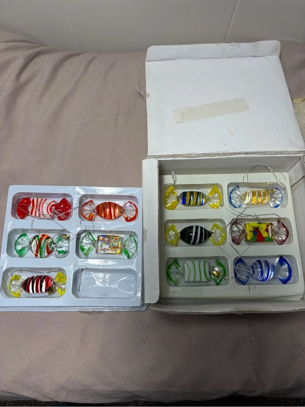 Assorted Colorful Glass Candy Ornaments - Pack of 11